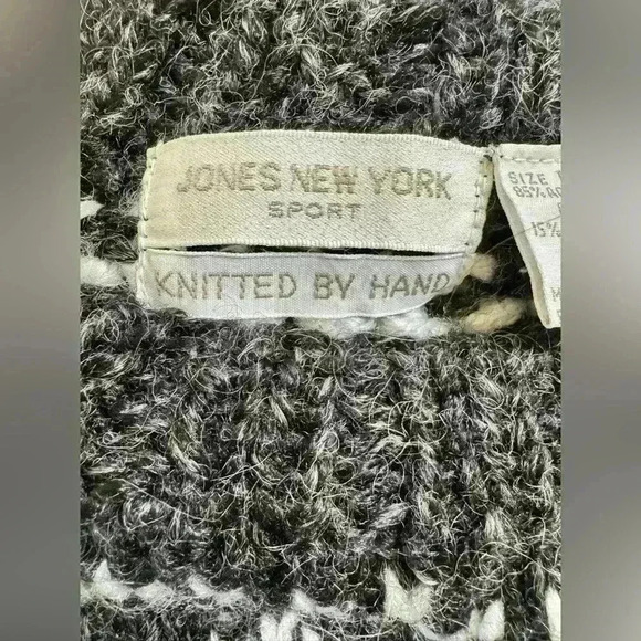 Vintage Jones New York Hand Knitted Patch Winter Wool Grandpa Chunky  Sweater - Picture 4 of 5